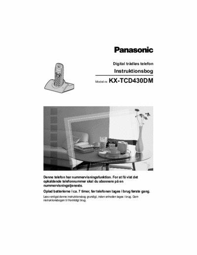 Panasonic KX-TCD430 Danish user guide Panasonic KX-TCD430 DECT, cordless phone